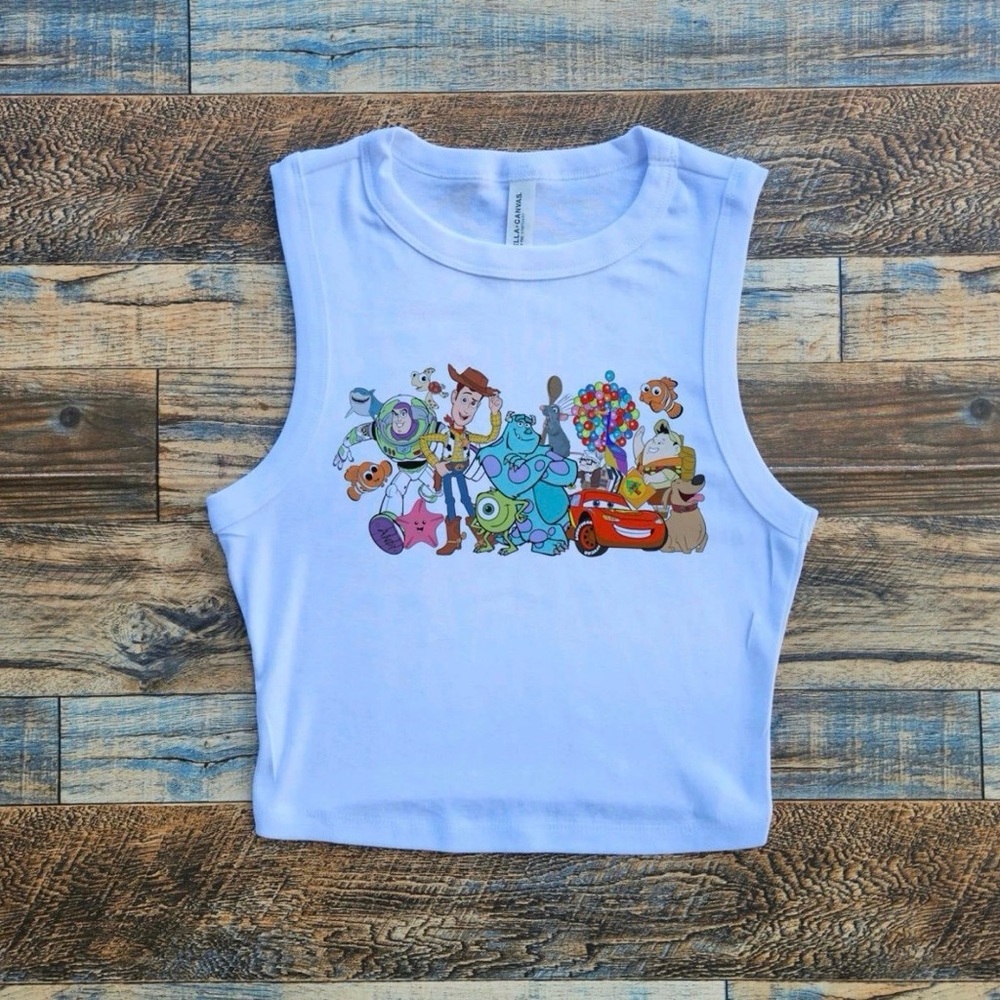 Incredibles Nemo Up Toy Story Monsters Inc Disneyland Crop Tank